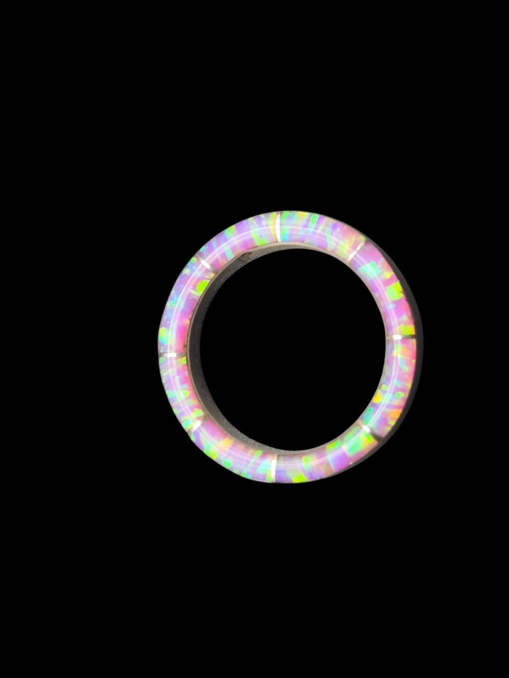 Sterling Silver Iridescent Pink Opal Circle Pendant DD Hallmark 925